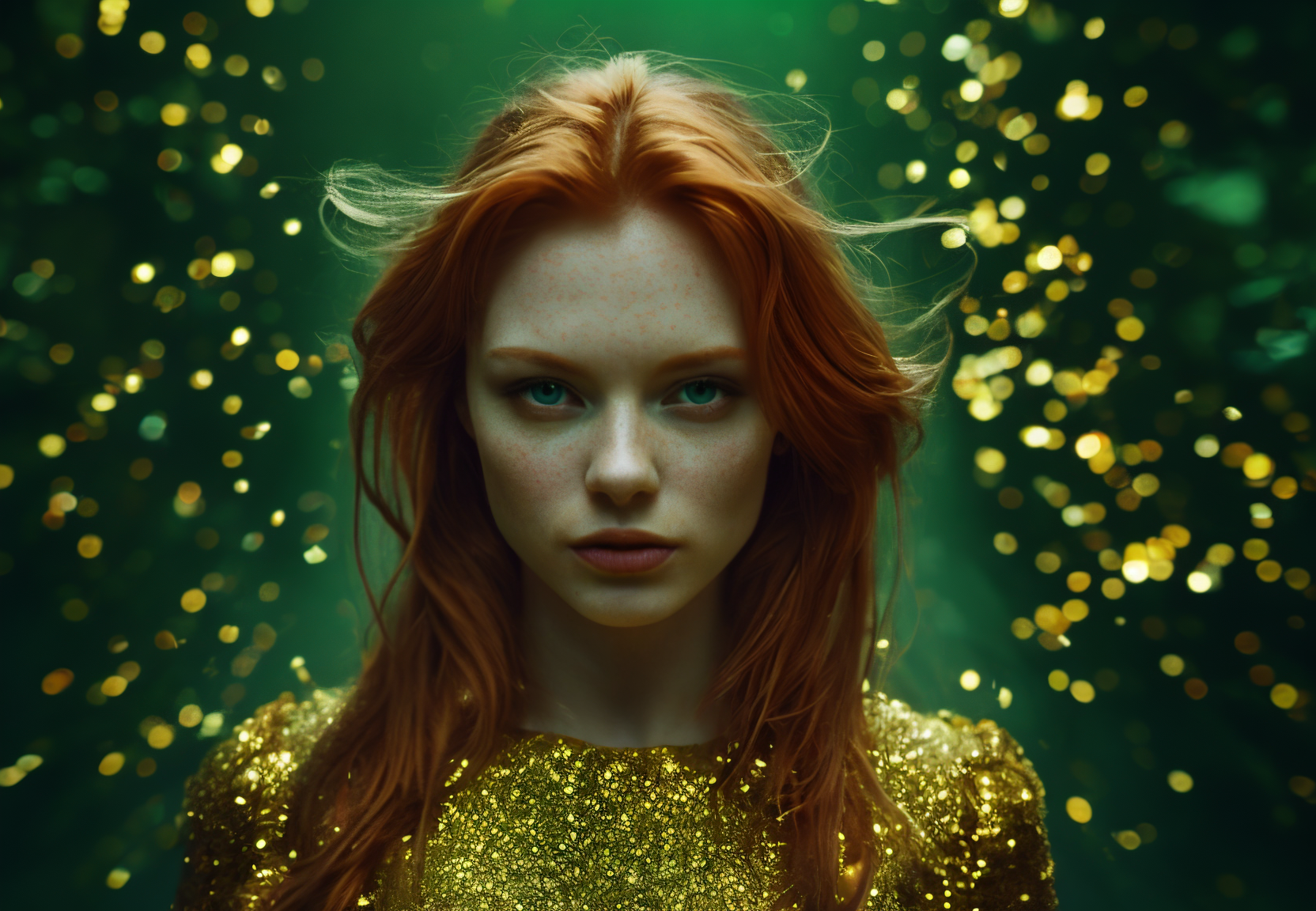 00040-2290176964-POV chest up looking downward beautiful redhead model long hair and ornate green gold dress gold band on forehead dissolves into.png